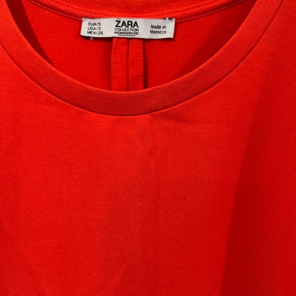 ZARA Women's orange Red Bodycon Sleeveless Midi Dress Size Small - Picture 2 of 11